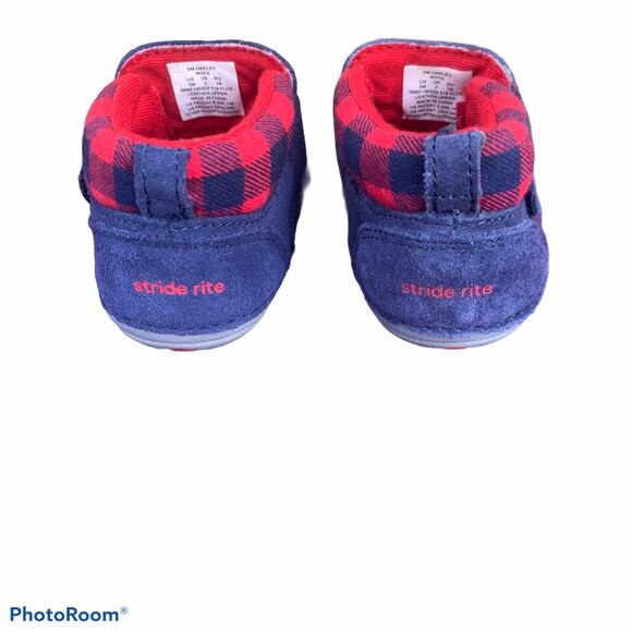 Stride Rite SM Oakley Blue & Red Suede Infant Boots Size 3 Months NWOT - Picture 3 of 14